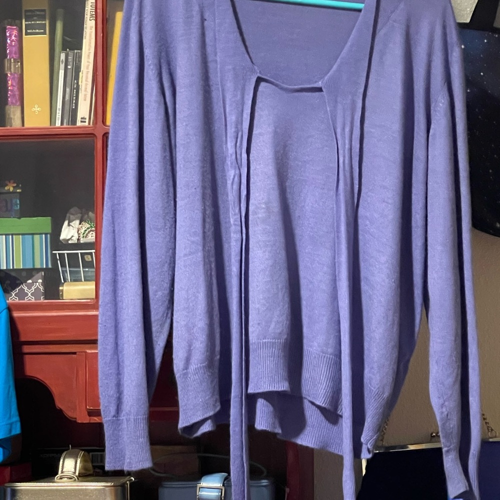Sweater vtg fine Gauge soft comfy L/S Sue Brett Lightweight tie adjustable